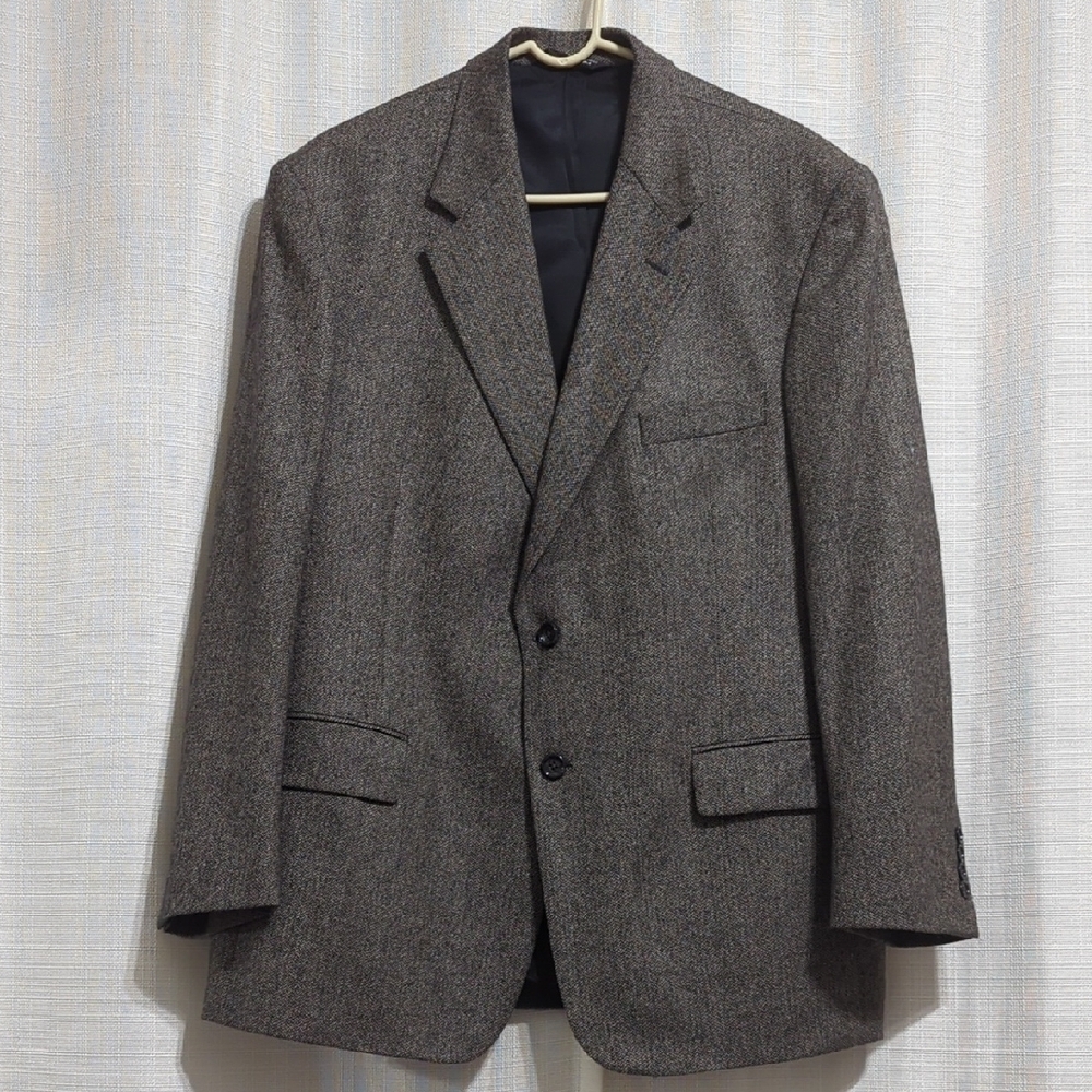 Evan Picone Luxury Blazer Men's 42R Gray Single Breasted Herringbone Sport Coat